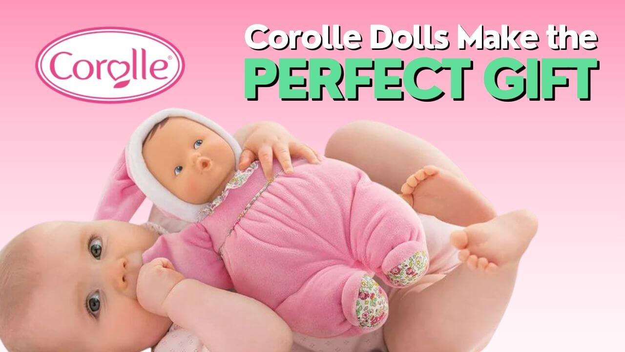 Baby snuggling a Corolle Doll, which makes the perfect gift for little ones.