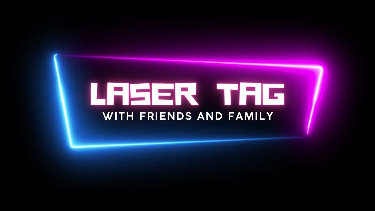 Having fun playing laser tag with friends and family