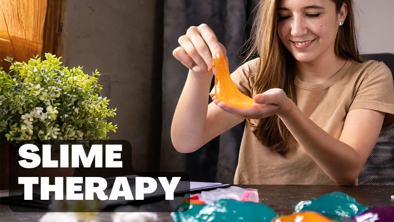 Woman engaged in slime therapy