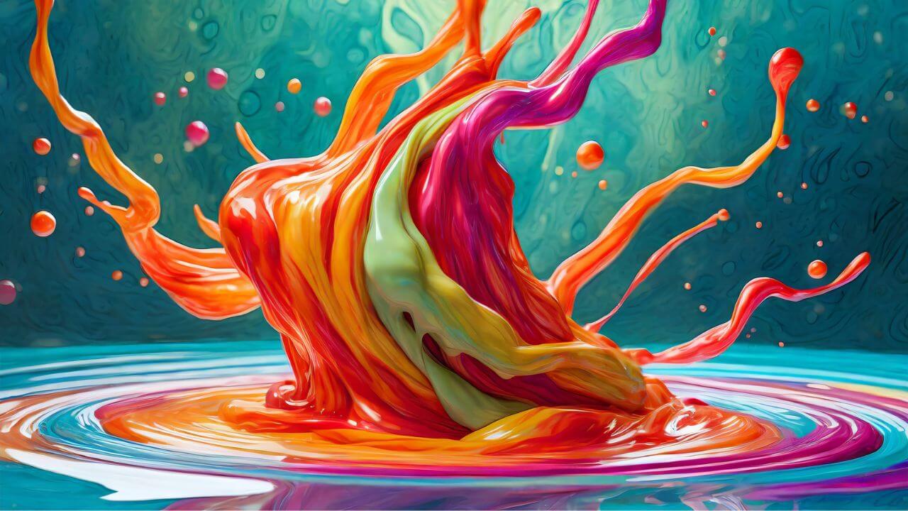 Science behind slime's calming effect is represented with this swirly splash of slime.
