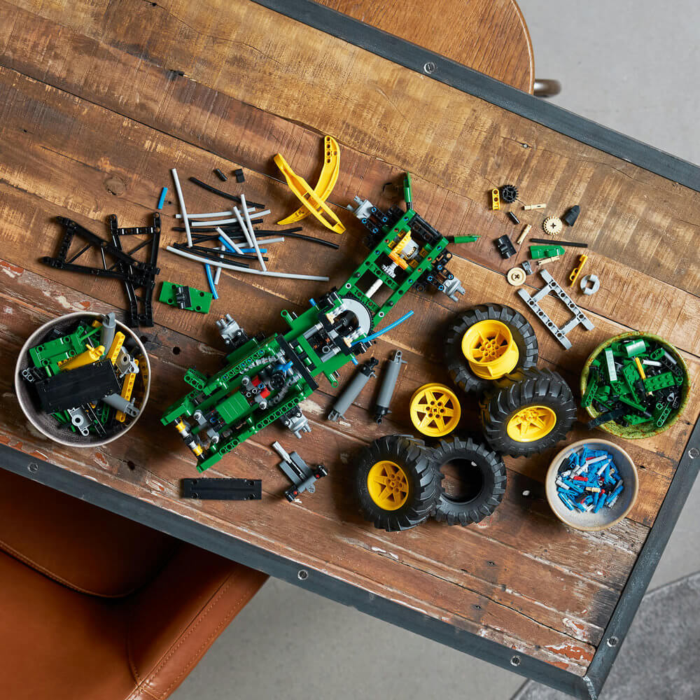 pieces of the LEGO® Technic™ John Deere 948L-II Skidder 42157 Building Toy Set (1,492 Pieces) shown 
