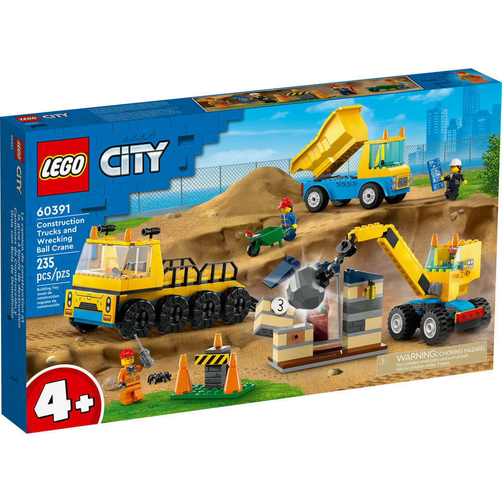 LEGO® City Construction Trucks and Wrecking Ball Crane 60391 (235 Pieces) front of the box