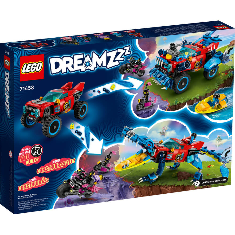Back of the package of the LEGO® DREAMZzz™ Crocodile Car 71458 Building Toy Set for Kids (494 Pieces)