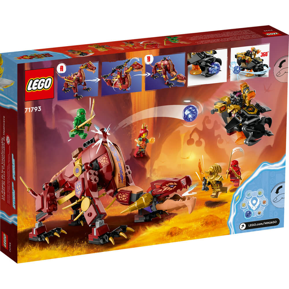 LEGO® NINJAGO® Heatwave Transforming Lava Dragon 71793 Building Toy Set (479 Pieces) back of the box