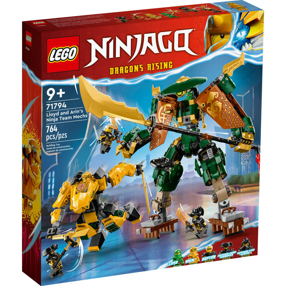 LEGO® NINJAGO® Lloyd and Arin’s Ninja Team Mechs 71794 Building Toy Set (764 Pieces) front of the box
