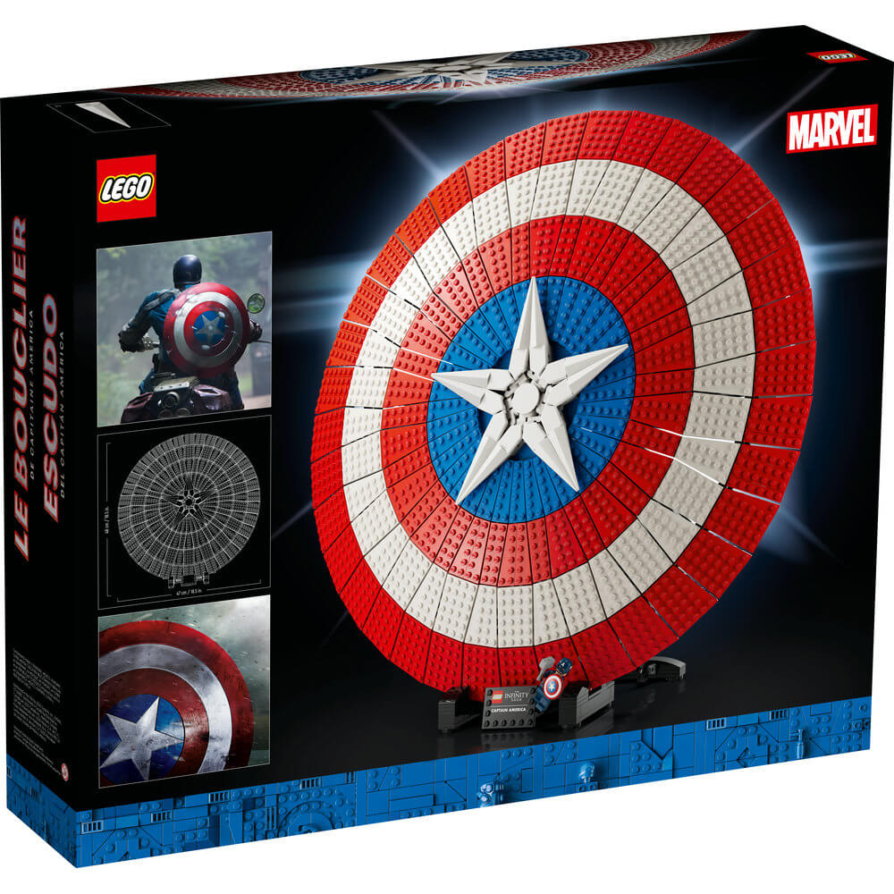 Back of the package of the LEGO® Marvel Captain America’s Shield 76262 Building Kit (3,128 Pieces)