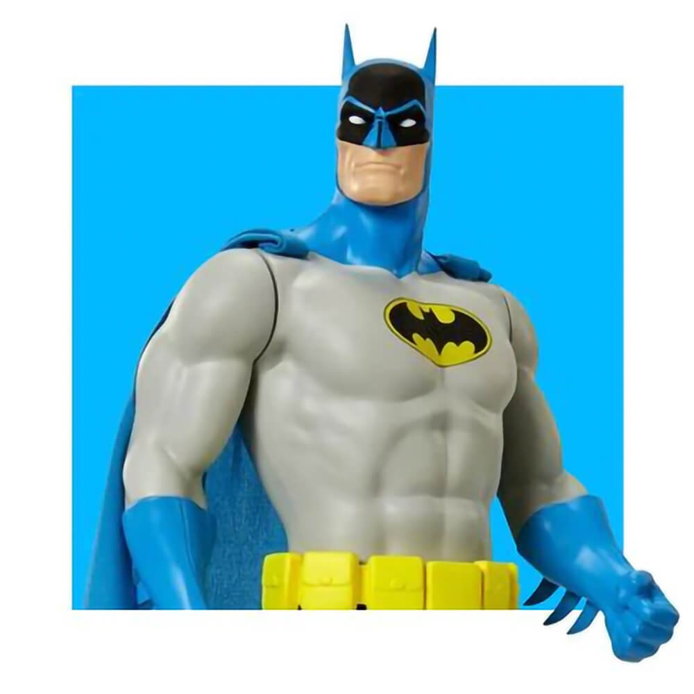 Action figures and playsets at Maziply Toys. Batman grey and blue with yellow belt.