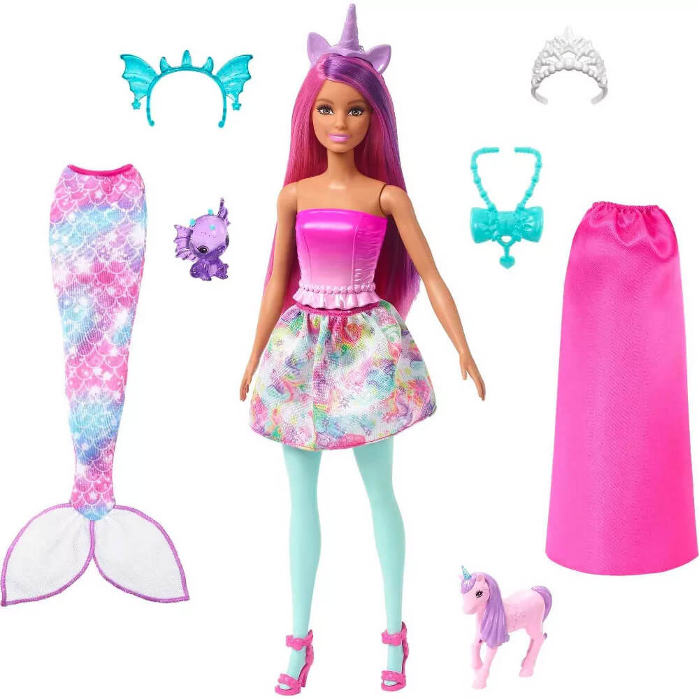 what's included with the Barbie Dreamtopia Doll with Removable Mermaid Tail