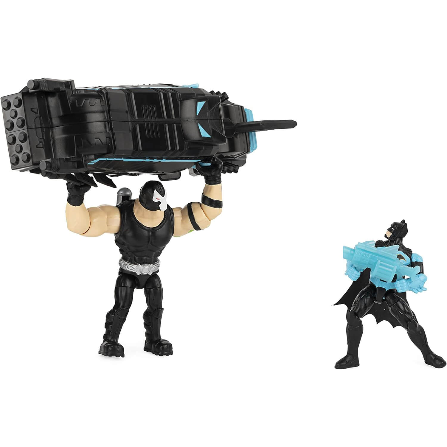 Bane throwing Moto-Tank at Batman