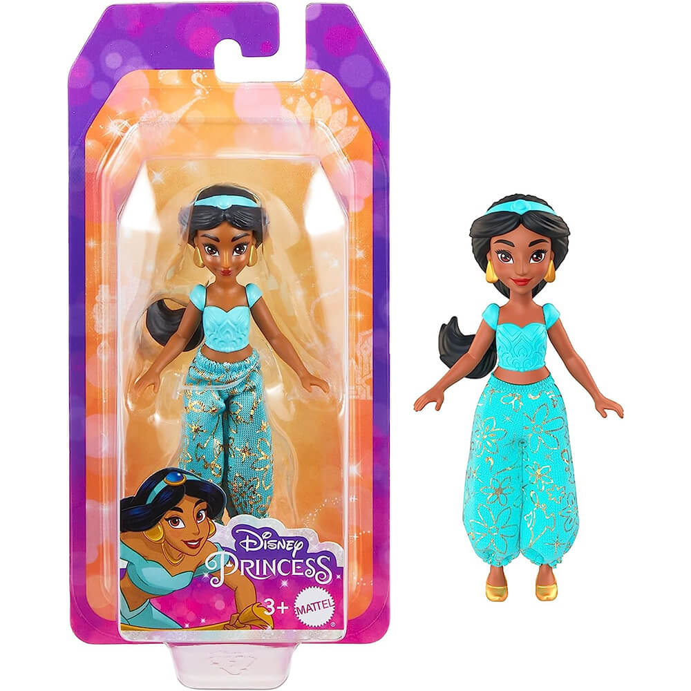 Disney Princess Princess Jasmine Small Doll Packaging with doll and doll shown outside of packaging