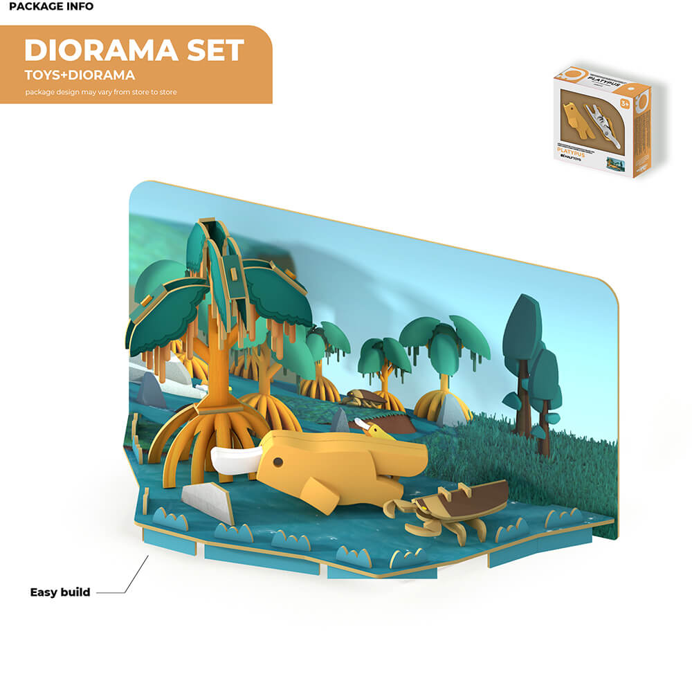 diorama that comes with the HALFTOYS Half Animal Platypus