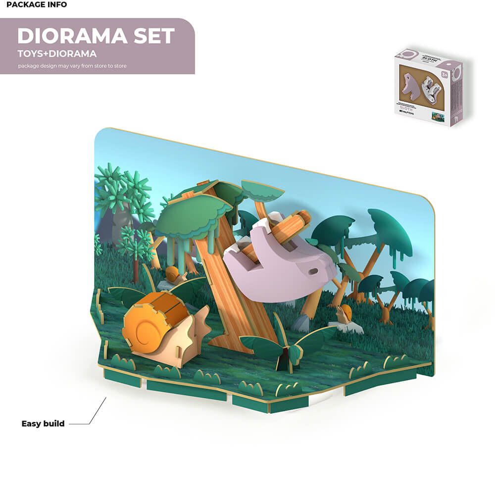 Diorama set that comes with the HALFTOYS Half Animal Sloth