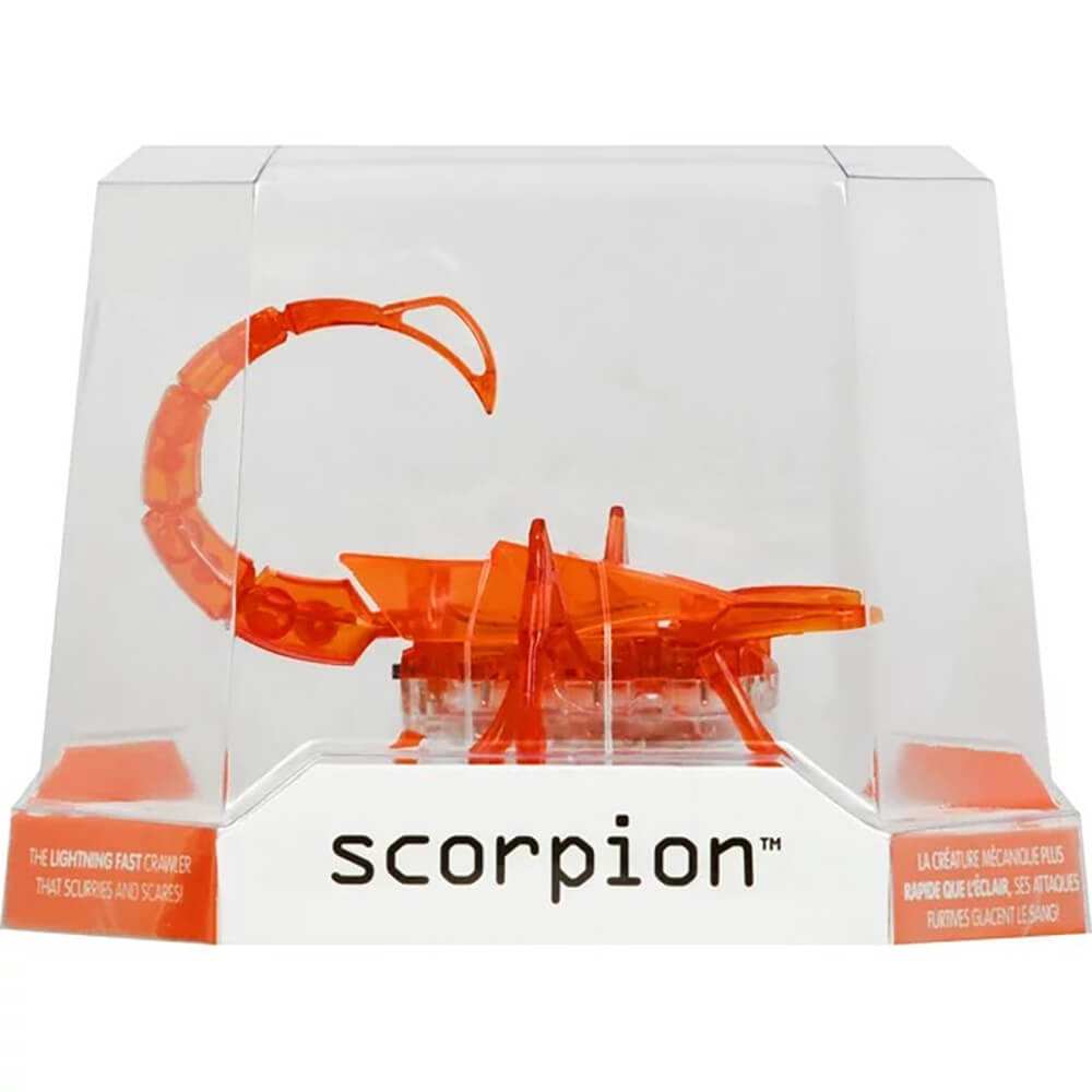 Side view image in clear plastic package HEXBUG Scorpion Micro Robotic Creature (Orange)