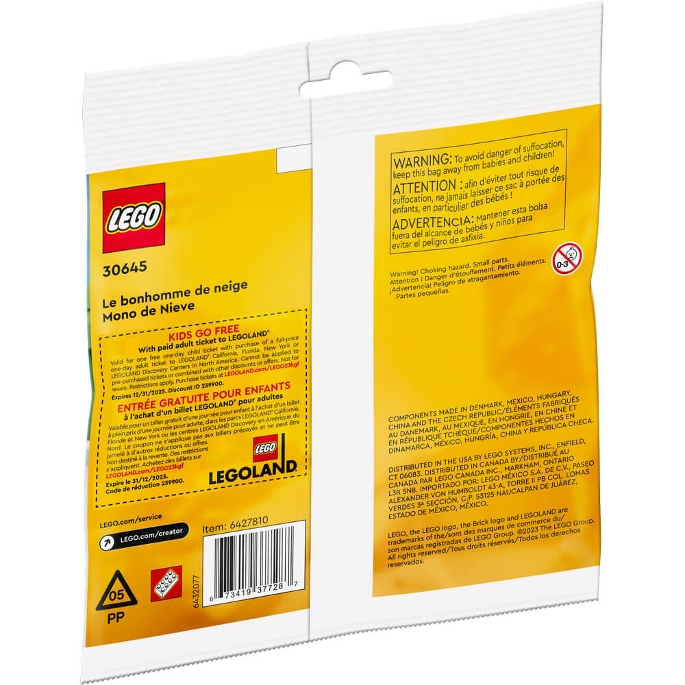 Back of the recruitment bag for the LEGO® Creator Snowman 78 Piece Building Set