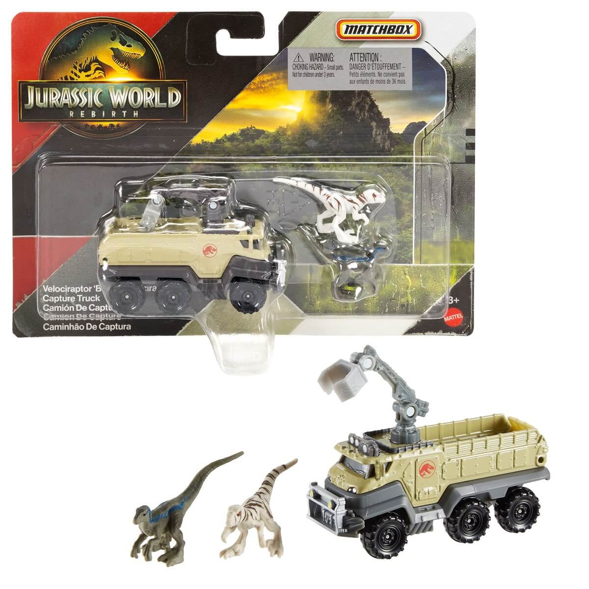 Matchbox Jurassic World Dino Transporter Velociraptor