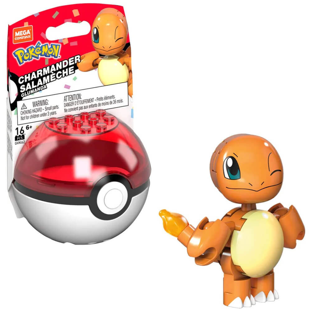 Mega Pokemon Charmander Posable Action Figure Pokeball 16 Piece Buildi