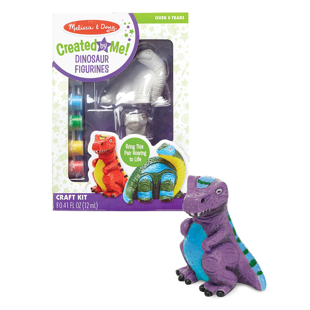 Melissa and Doug Created by Me! Dinosaur Figurines Craft Kit package with painted trex infront of it