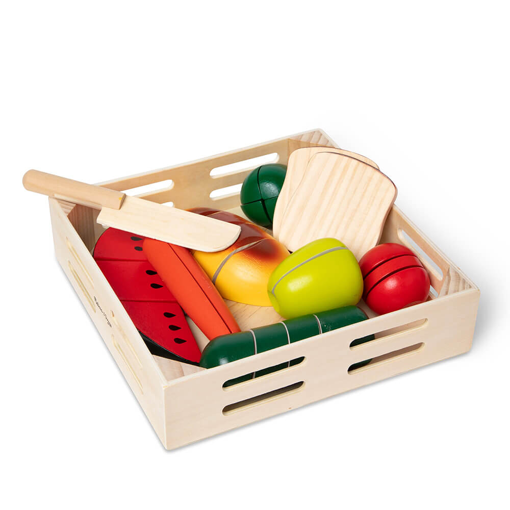 Picture of Melissa and Doug Cutting Food Wooden Food Play Set showing the contents of package