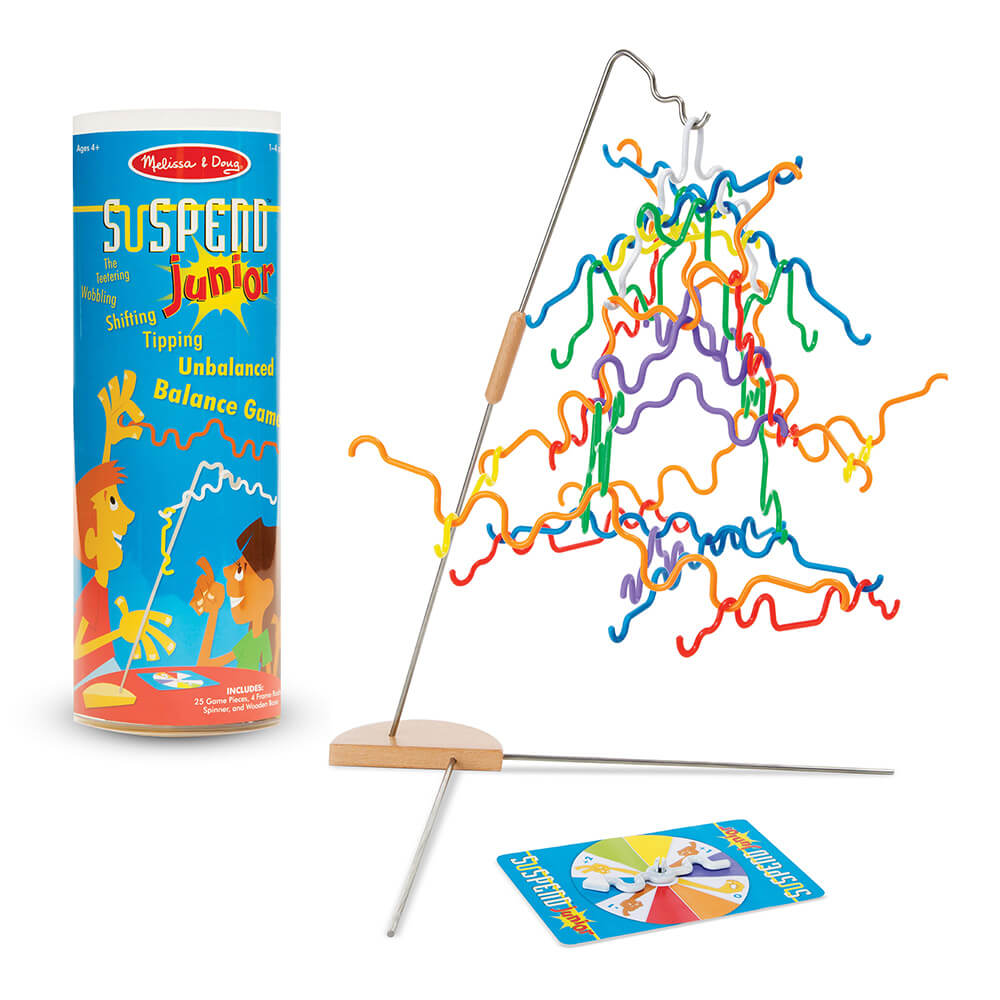 Melissa and Doug Suspend Junior Balance Game shown with the cylinder packaging.