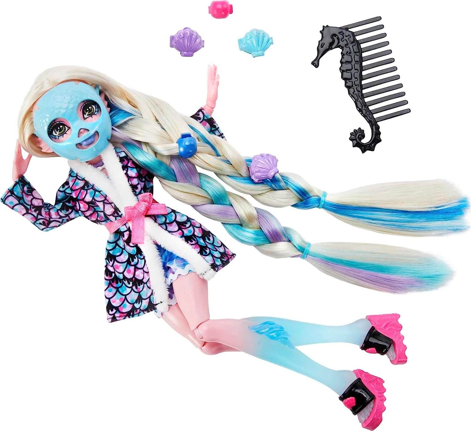 Spa mask and comb with doll from the Monster High Lagoona Blue Spa Day Doll and Accessories