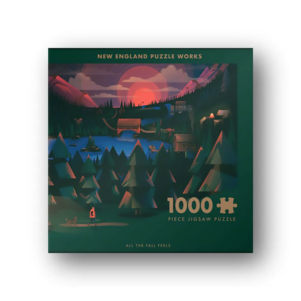 New England Puzzle Works All the Fall Feels 1000 Piece Jigsaw Puzzle box