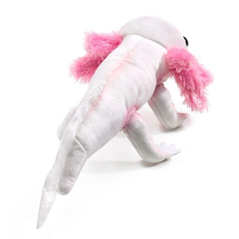 Rear view of the Folkmanis Axolotl Finger Puppet shows why it's a great gift.