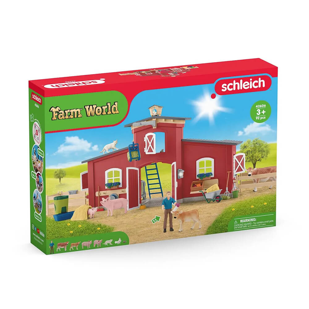 Schleich Farm World Large Barn with Animals and Accessories Set
