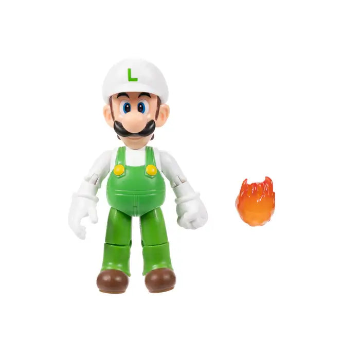 Super Mario Fire Luigi with Fireball 4-Inch Action Figure