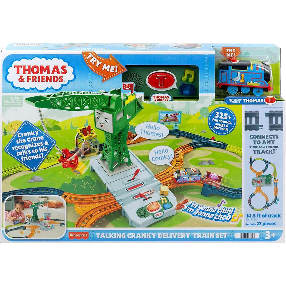 Fisher-Price Thomas & Friends Talking Cranky Delivery Train Set package