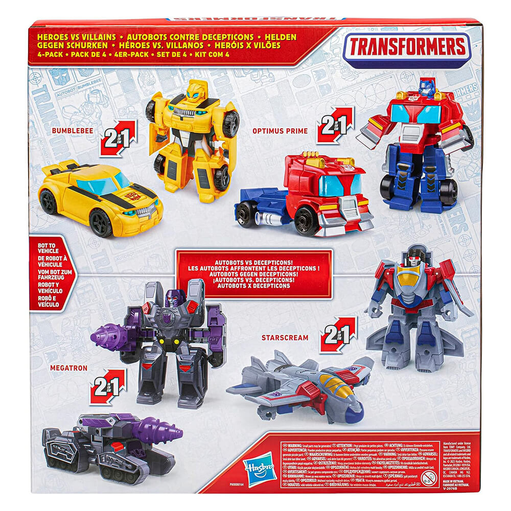 Transformers Heroes Vs Villains 4-Pack back of the box