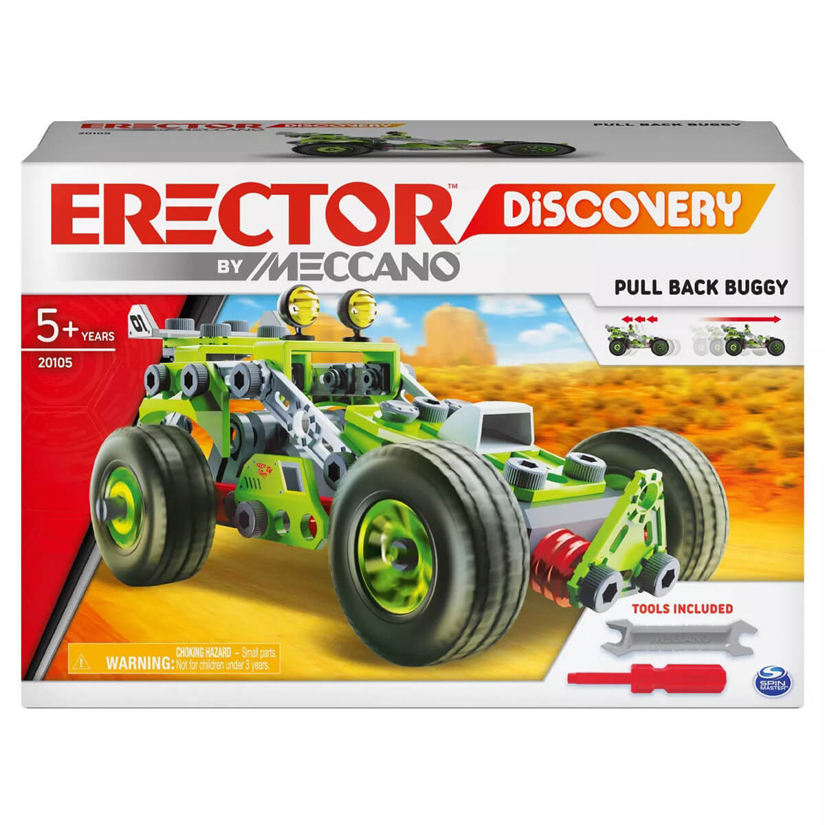 Erector by Meccano Discovery 3-in-1 Deluxe Pull-Back Buggy STEAM Building Kit