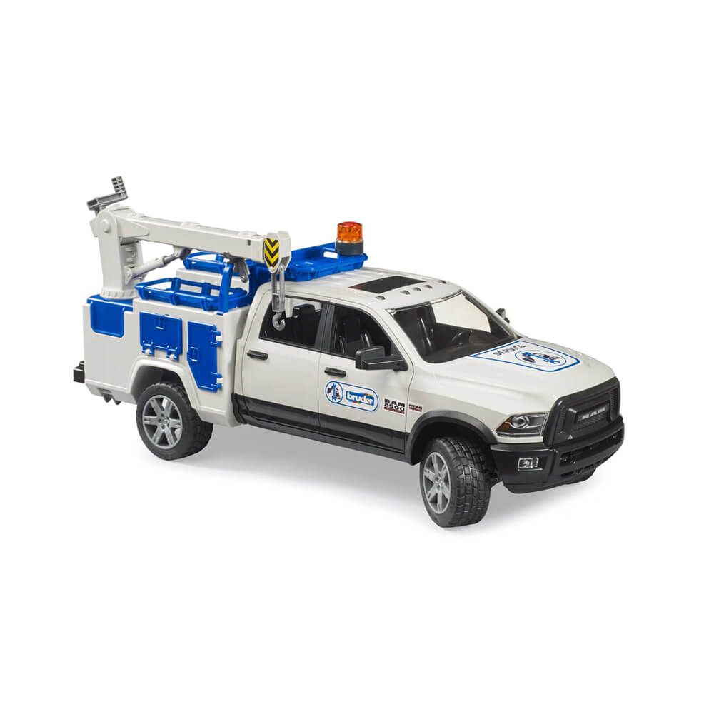 Bruder 02509 RAM Service Truck with Crane and Rotating Beacon Light 1:16 Scale Vehicle