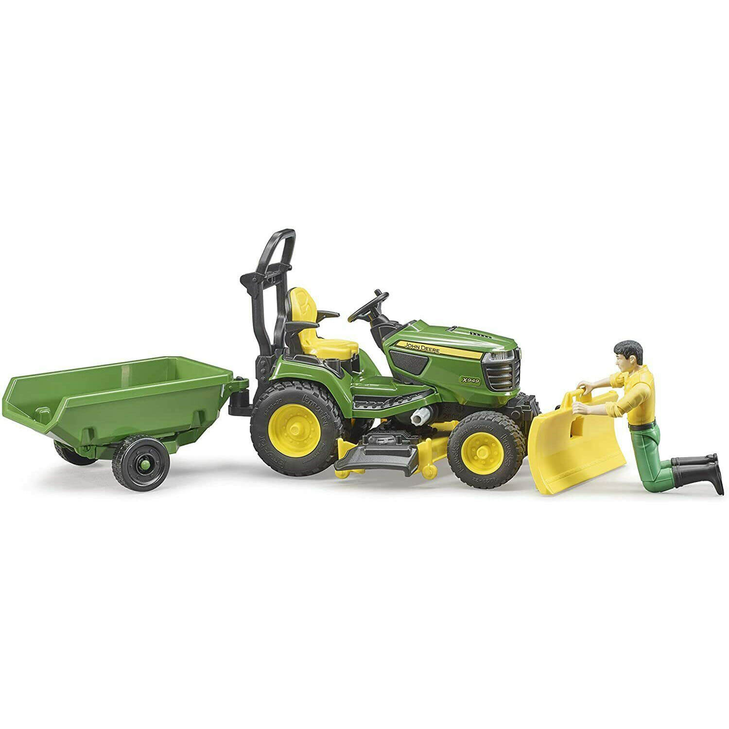 Bruder Pro Series 1:16 Scale John Deere X949 Riding Lawn Mower Tractor with Trailer and Gardener