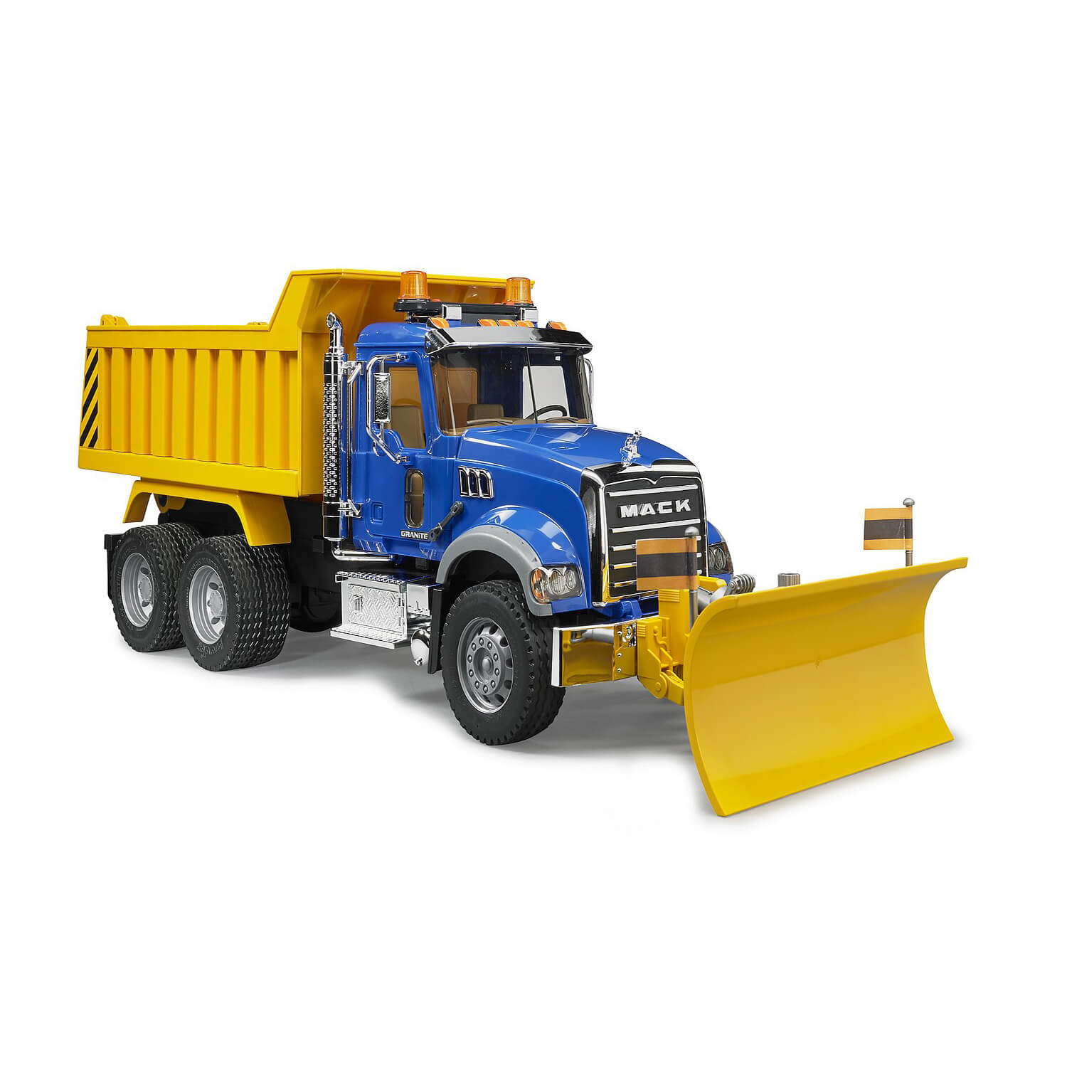 Bruder Pro Series MACK Granite Dump Truck with Snow Plow Blade 1:16 Scale Vehicle