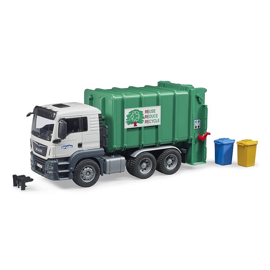 Bruder Pro Series MAN TGS Rear Loading Green Garbage Truck 1:16 Scale Vehicle