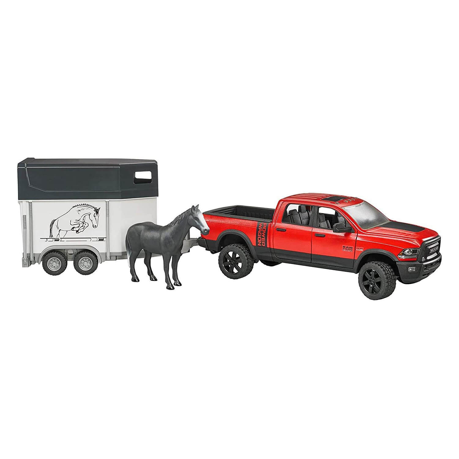 Bruder Pro Series RAM 2500 Pickup Truck w Horse Trailer and Horse 1:16 Scale Set