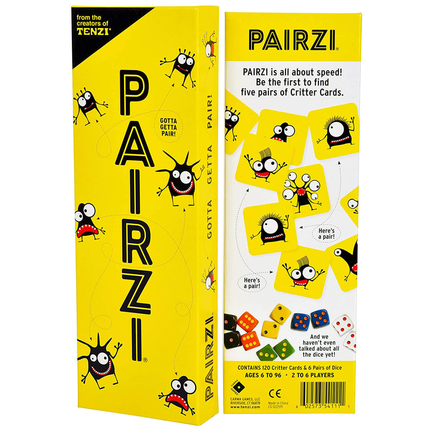 Front and back view of the PAIRZI Game.