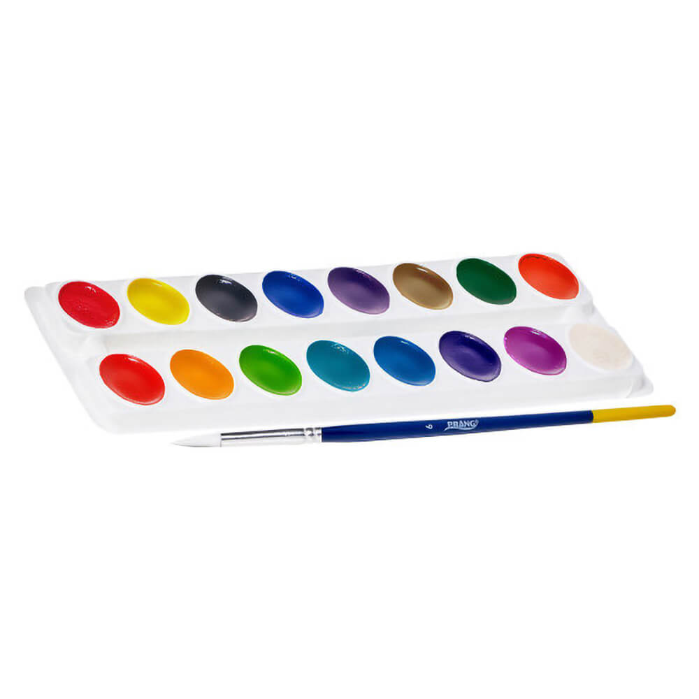 Crayola Washable Watercolor Set 16 Semi Moist Oval Pans 1 Brush - Crayola