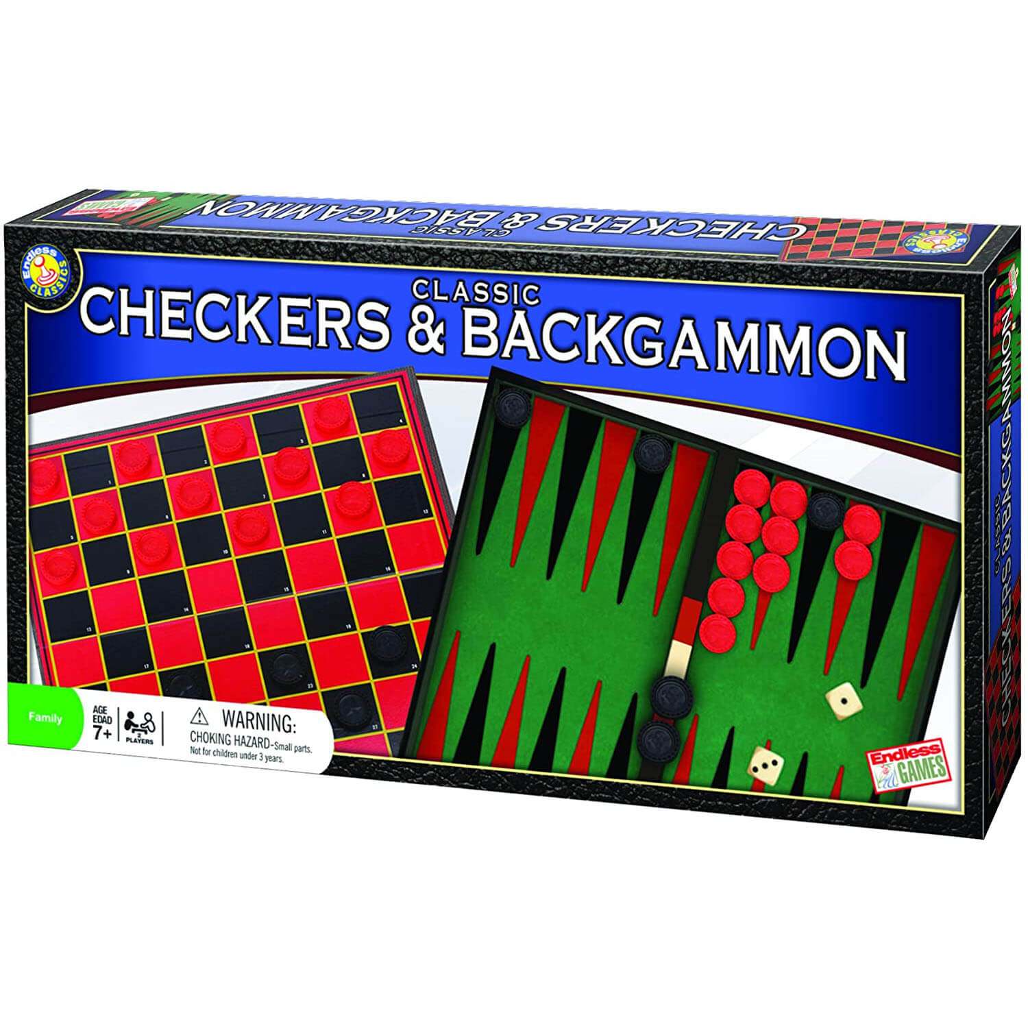 Endless Games Classic Checkers and Backgammon 2-In-1 Game