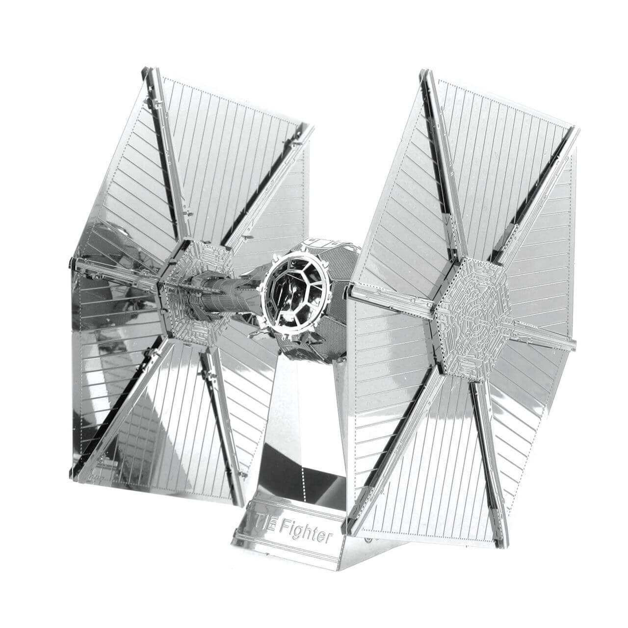 Side view of the Metal Earth Star Wars TIE Fighter Metal Model Kit - 2 Sheets.