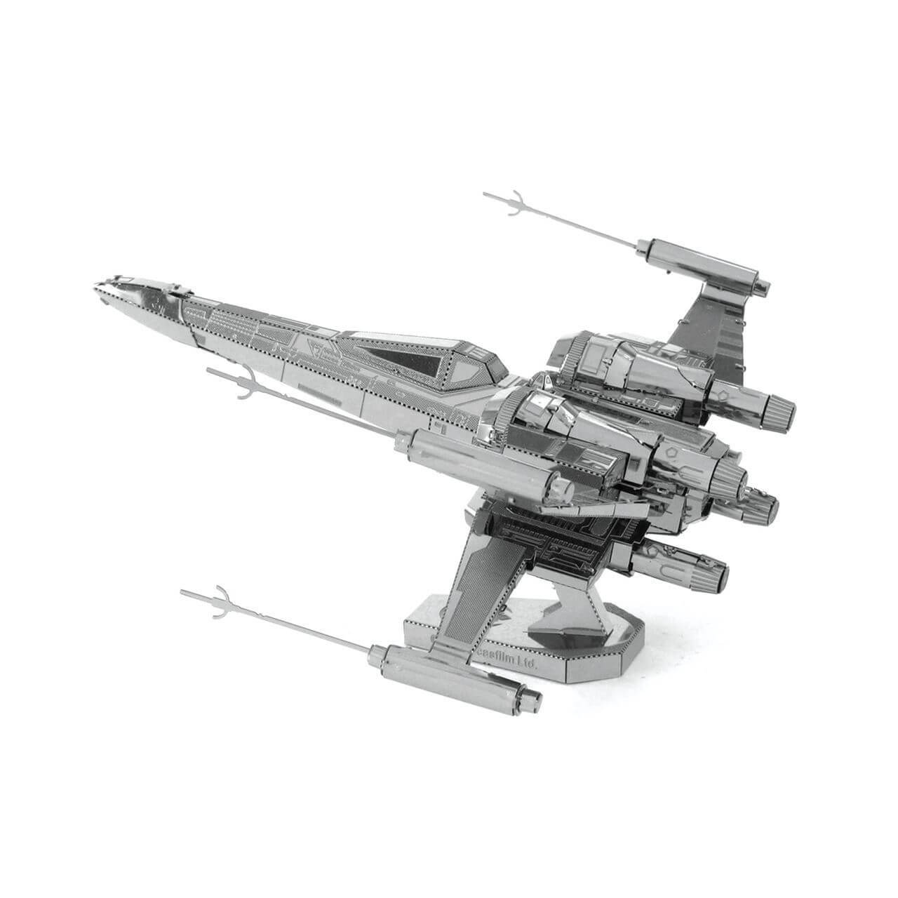 Side view of the Metal Earth Star Wars Poe Dameron's X-Wing Fighter Model - 2 Sheets.