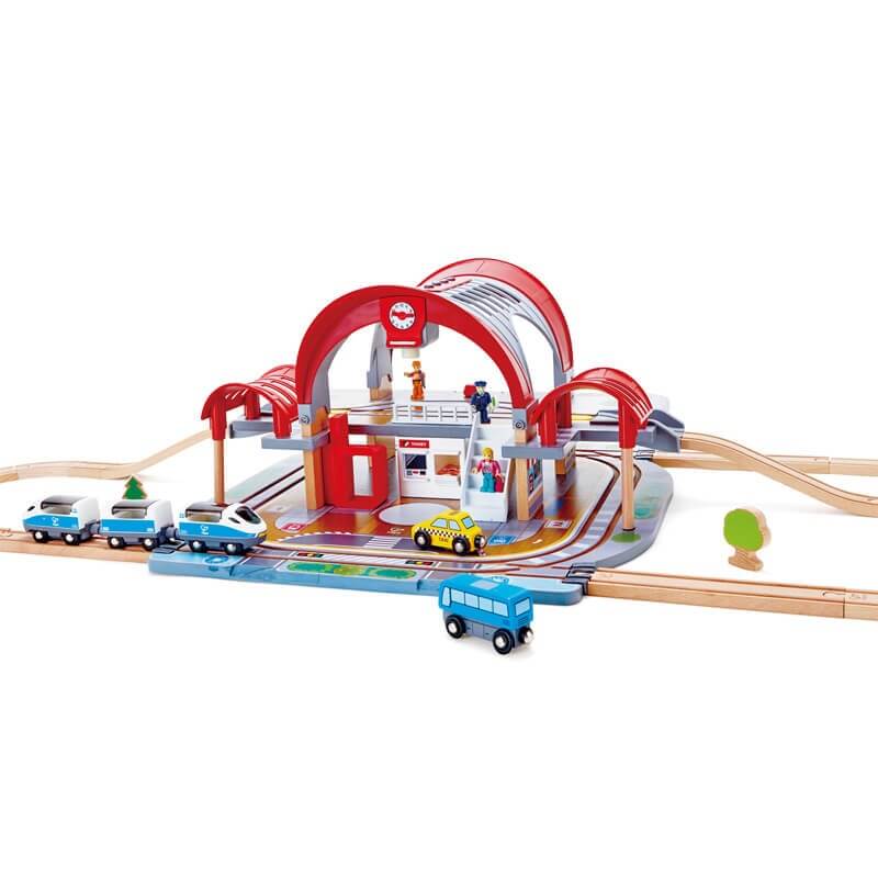 Hape Grand City Station Railway Wooden Train Set – Maziply Toys