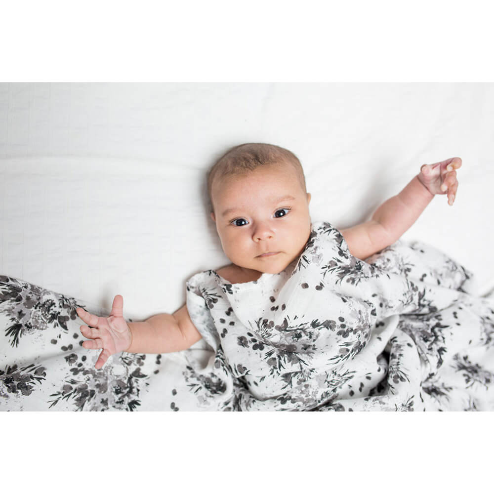 Lulujo Bamboo Swaddle Black Floral