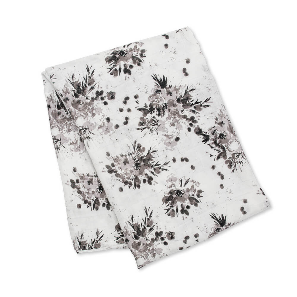 Lulujo Bamboo Swaddle Black Floral