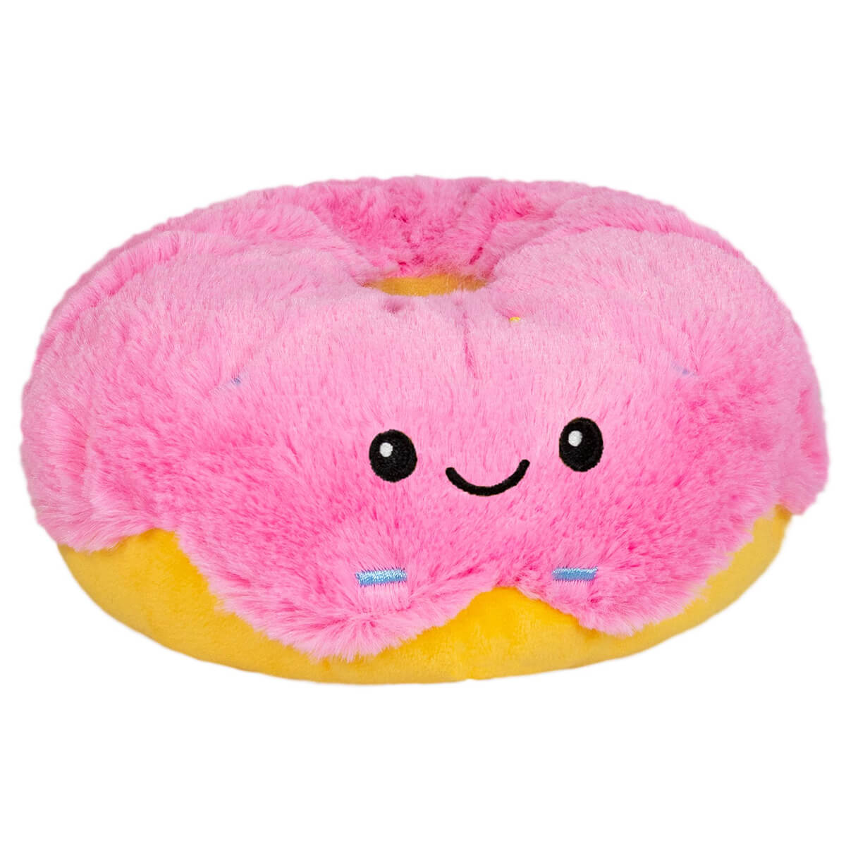 Snegglemi Snackers Pink Donut from Squishables has a cute smiley face.