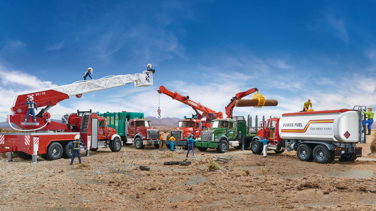 Bruder toys and trucks.