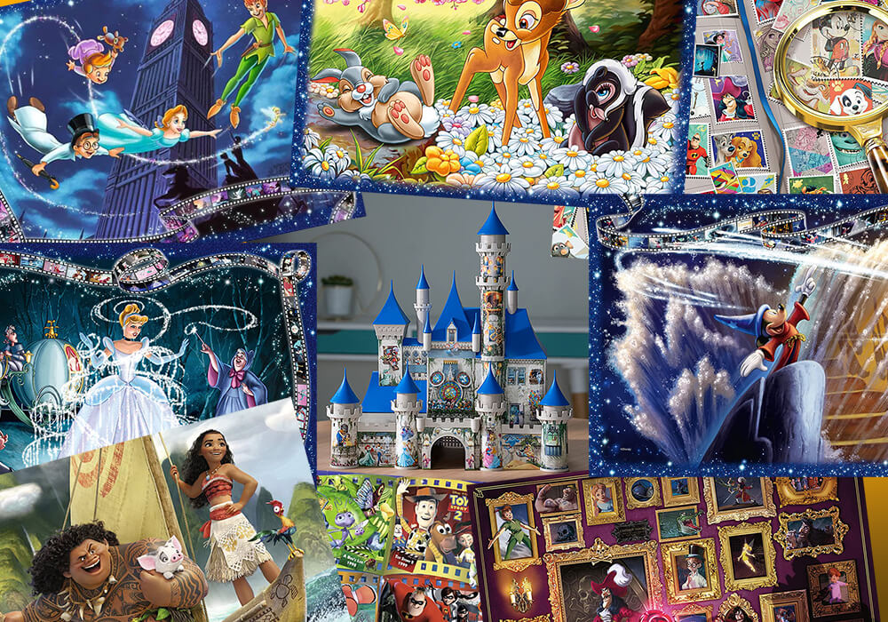 Disney Puzzles Guide featuring a variety of Disney-themed jigsaw puzzles and 3d puzzles