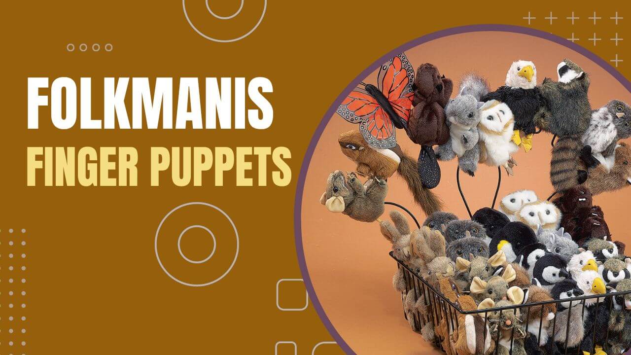 Folkmanis Finger Puppets: A complete guide. Shows a variety of finger puppets including animals, birds, insects, and mythological creatures.