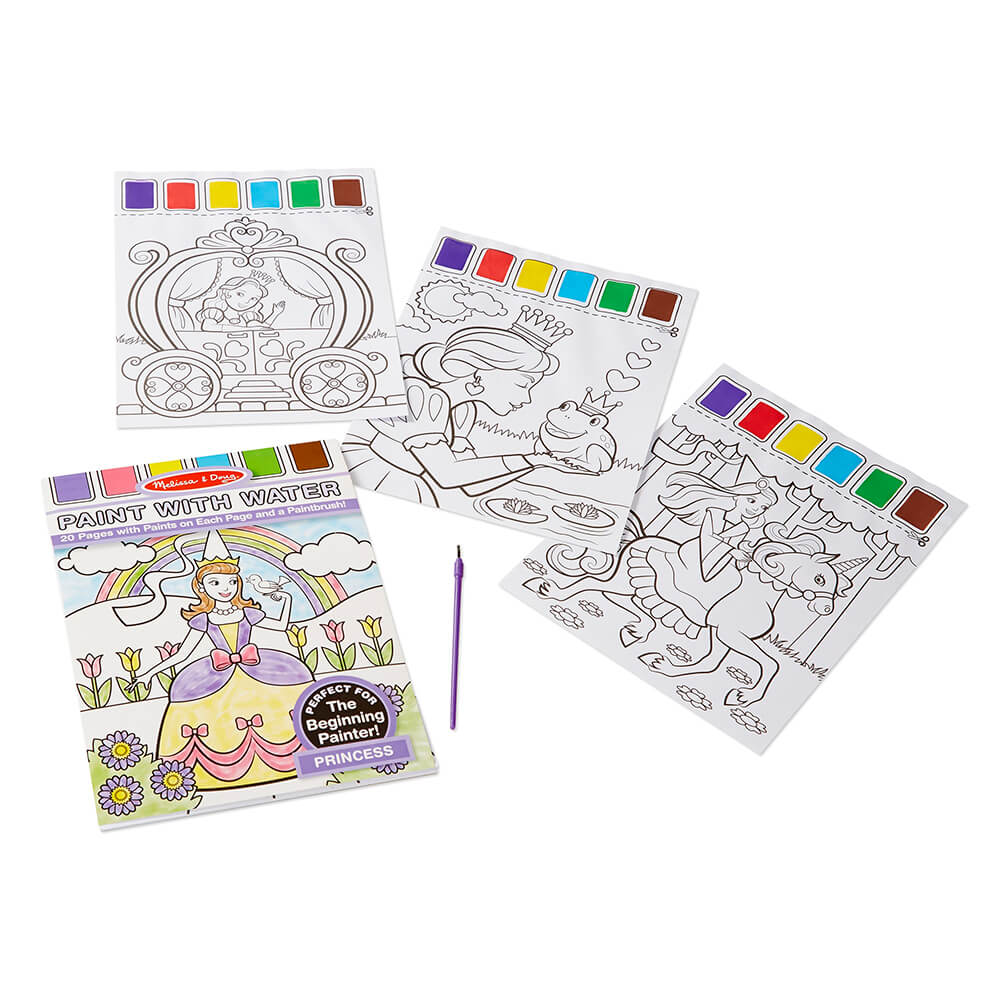 Melissa and Doug Princess Paint with Water Kids Art Pad pages in the book 