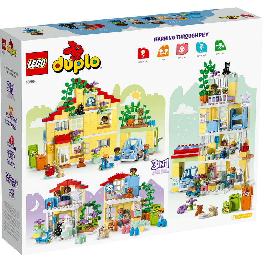 LEGO® DUPLO® Town 3in1 Family House 10994 Building Toy Set (218 Pieces) back of the box